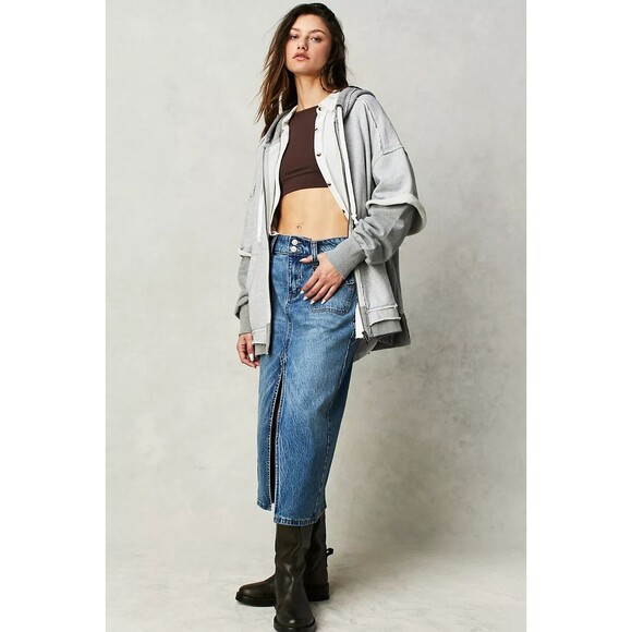 Free People We The Free Cher Twofer Hoodie Top Sweatshirt Cotton M New 283697 - Picture 3 of 11